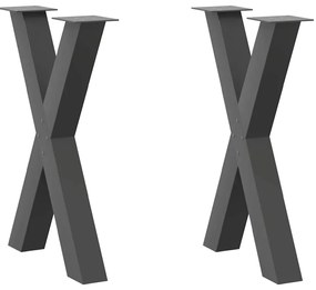 4012974 vidaXL Крака за трапезна маса, X-образни, 2 бр., антрацит, 60x(72-73) см, стомана