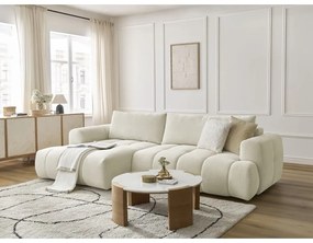 Бежов сгъваем/с място за съхранение ъглов диван (ляв ъгъл) Fuji – Bobochic Paris