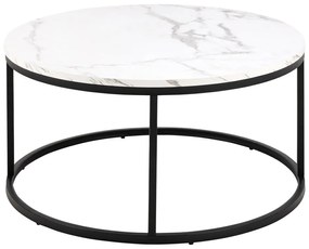 Бяла кръгла масичка за кафе с плот от имитация на мрамор ø 80 cm Spiro – Actona
