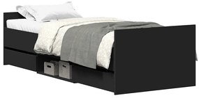 3203804 vidaXL Рамка за легло с горна и долна табла, черна, 90x200 см