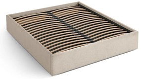 Светлокафяво двойно легло 180x200 cm тапицирано с място за съхранение/без табла с включена подматрачна рамка Susan – Micadoni