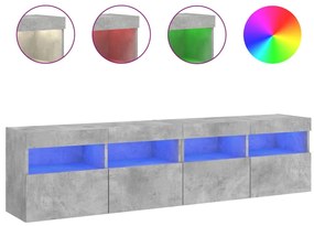 837204 vidaXL Стенни ТВ шкафове с LED лампи, 2 бр, бетонно сиви, 80x30x40 см