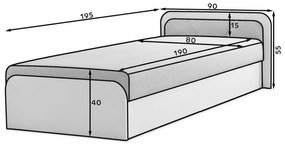 Бяло/тъмносиво единично легло 80x190 cm тапицирано/ПДЧ с място за съхранение с включен матрак Parys – ELTAP