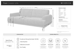 Син кадифен диван Puzo, 170 cm Puzzo - MESONICA