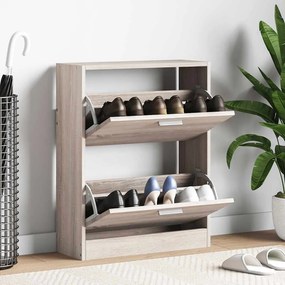 241243 vidaXL Дървен шкаф за обувки с 2 отделения, дъб