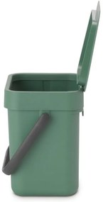 Кош за разделно събиране на боклук Brabantia Sort&Go 1003229, 3 л, Дръжка, Възможност за стенен монтаж, Тъмнозелен