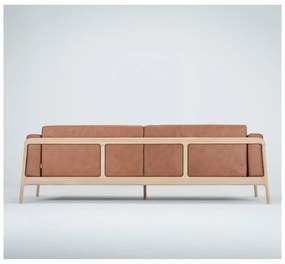 Диван от коняк кафява биволска кожа с масивна дъбова конструкция , 240 см Fawn - Gazzda