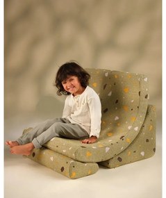 Зелен детски стол от букле и шенил Terrazzo Moon – Wigiwama