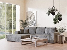 Сив шенилов сгъваем/с място за съхранение ъглов диван (ляв ъгъл) Maze – Maison de Rêve