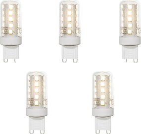 Комплект от 5 прозрачни G9 LED крушки 2W 370 lm 3000K