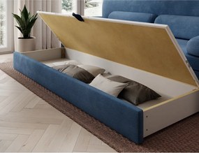 Син разтегателен диван с място за съхранение от рипсено кадифе 236 cm Elioss – ELTAP