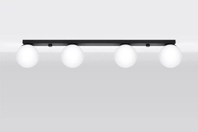 Черно осветително тяло за таван със стъклен абажур ø 12 cm Umerta – Sollux