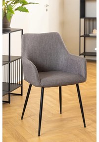 Светлосиви тапицирани трапезни столове в комплект с подлакътници 2 бр. Lizzy – Actona