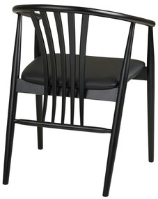 Черен трапезен стол с подлакътници от масивен бук Agustin – House Nordic