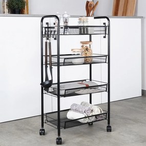 Метална етажерка с колелца на 4 нива