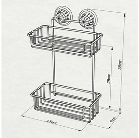 Етажерка за баня на две нива TEKNO TEL TR DM 256, 25х15х38 см, Вакуум, Сребрист