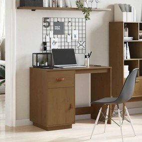 820105 vidaXL Бюро, меденокафяво, 95x50x75 см, борово дърво масив