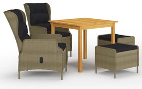 3067752 vidaXL Градински трапезен комплект, 5 части, кафяв