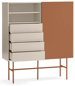 Висок скрин с плъзгащи се врати в светлосиво-тухлено 120x140 cm Nube - Teulat