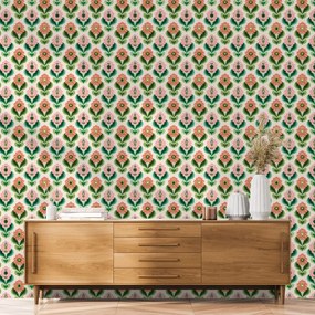 Тапет – Ретро цветен мотив в пастелни тонове