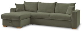 Зелен разтегателен ъглов диван от рипсено кадифе (променлив) Augustin – Bobochic Paris