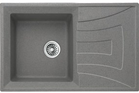 Кухненска мивка ICGS 8104 GRAY, Inter Ceramic, мивка с плот, със сифон, 78x50см