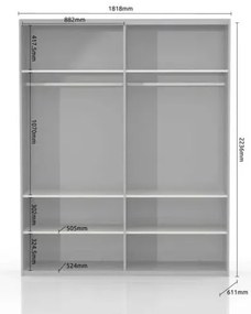 Гардероб с плъзгаща се врата Giallo 180 с огледало