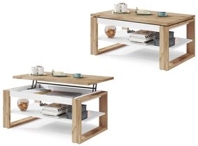 НУО Дъб Вотан/Бял мат -МОДЕРНА ХОЛНА МАСА С ПОВДИГАЩ СЕ ПЛОТ