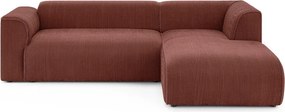 Теракотен ъглов диван от рипсено кадифе (десен ъгъл) Merid – Ropez