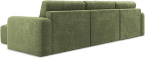 Зелен шенилов сгъваем/с място за съхранение ъглов диван (U форма) Kona – Makamii