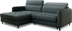 Сиво-зелен кадифен разтегателен ъглов диван с място за съхранение (ляв ъгъл) Gomsi – ELTAP