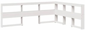 859266 vidaXL Табла за книги с L-образна, бяла, 140 см, масивно дърво бор
