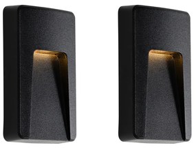 Комплект от 2 черни правоъгълни външни стенни лампи с LED IP65 - Gem