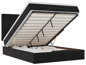 3314464 vidaXL Османска легло с матраци и LED, черно, 140x190 см, кадифе