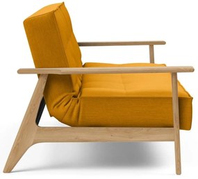 Оранжев разтегателен диван с дървени подлакътници Splitback - Innovation