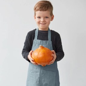 Детска синя ленена престилка Обикновена, 67 x 57 cm - Linen Tales