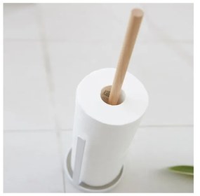 Бяла поставка за резервни тоалетни ролки с детайли от букова дървесина Tosca - YAMAZAKI