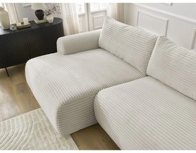 Кремав разтегателен ъглов диван от рипсено кадифе (ляв ъгъл) Lucien – Bobochic Paris