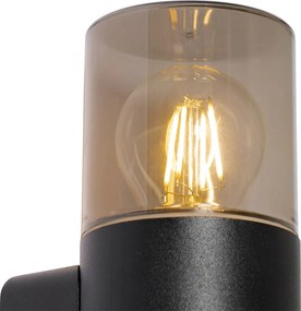 Модерна външна стенна лампа черна с опушен абажур IP44 - Odense