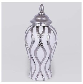 Керамичен буркан 35x18,5 см сребрист/бял