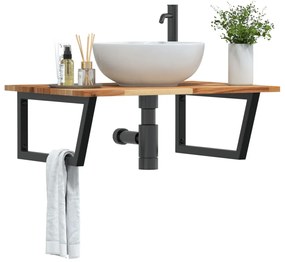3302923 vidaXL Стенен рафт за мивка, стомана и масивно дърво акация