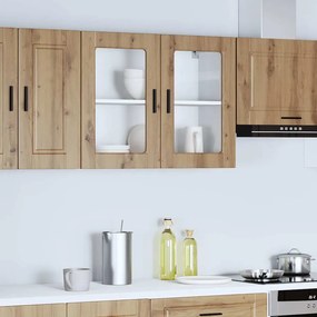 854096 vidaXL Кухненски стенен шкаф със стъклена врата Porto дъб артизан