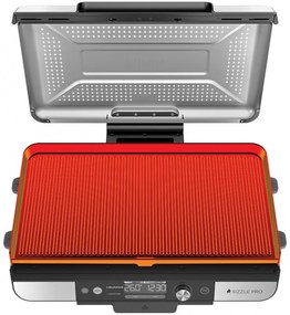 Електрически грил Ninja Sizzle Pro XL GX101EU, 1800W, 120°-260°C, 2 керамични плочи, 10 бургера, ProTemp IQ, Сваляем капак, Черен/инокс