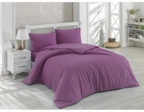 Лилаво памучно спално бельо за двойно легло с чаршаф за двойно легло Plum, 200 x 220 cm - Mijolnir