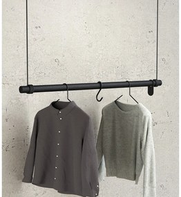 Черна стенна закачалка от масивен дъб 110 cm Swing L – LIND DNA