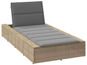 4104205 vidaXL Шезлонг с плаваща възглавница Beige Poly Rattan