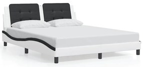 3208197 vidaXL Рамка за легло без матрак Zadar, бяла, черна, 160x200см, изкуствена кожа