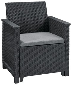 Тъмносив градински комплект за отдих от изкуствен ратан за 2 Elodie – Keter