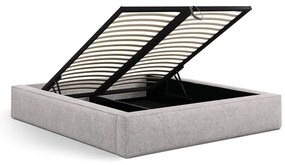 Бежово двойно легло 200x200 cm тапицирано с място за съхранение с включена подматрачна рамка Simon Darren – Micadoni