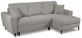 Светлосив разтегателен ъглов диван с място за съхранение от прежда с примки от букле (десен ъгъл) Kyoto – Cosmopolitan Design